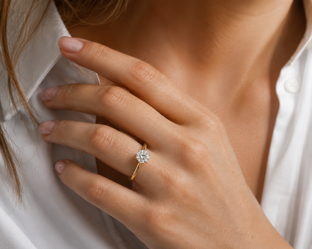 Runder Solitär Verlobungsring | 1.0 – 3.0 ct | Lab-grown Diamant | 14k Gold | Lunevya