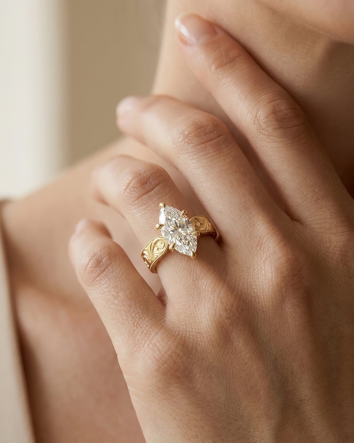 Marquise Verlobungsring 3.0 Karat | Statement-Solitär | 14k Gold | Lunevya