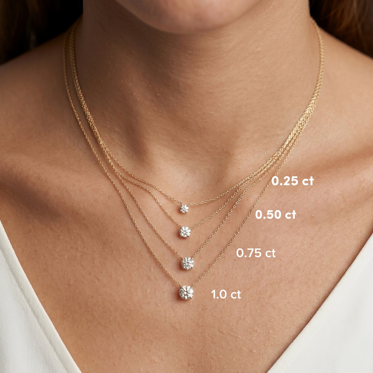 Solitaire Diamond Necklace | IGI Certified | Lab-Grown Diamond | 14k Gold | Lunevya