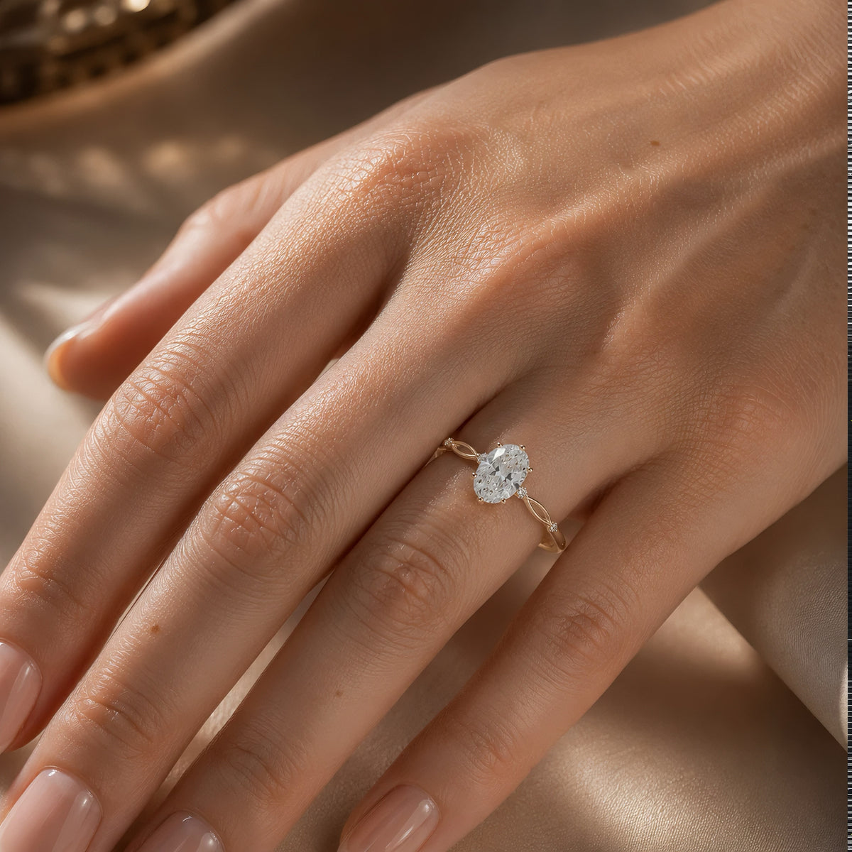 Elysia Ring Ovaler Lab Grown Diamant, 14K Gold, IGI