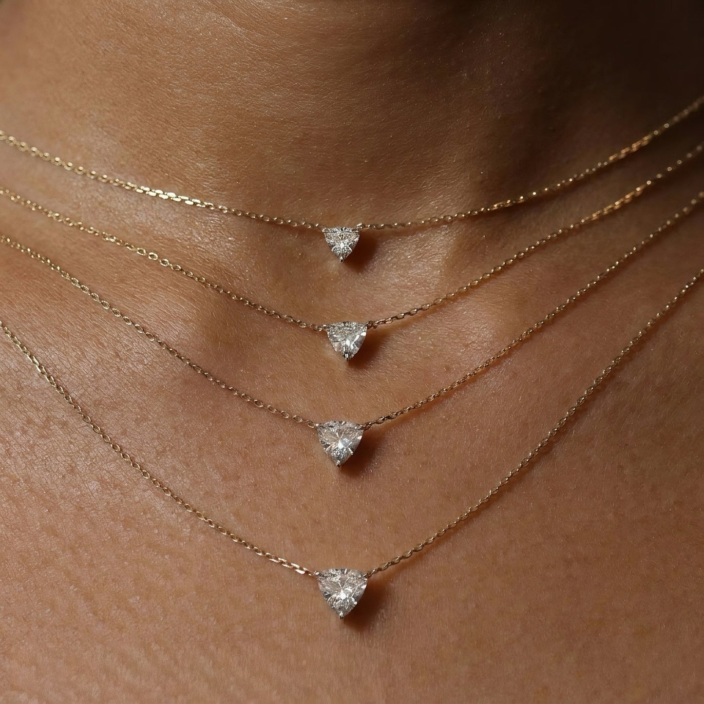 Gold Necklace | Solitaire Trillion Cut | IGI Certified | 14k Gold | Lunevya