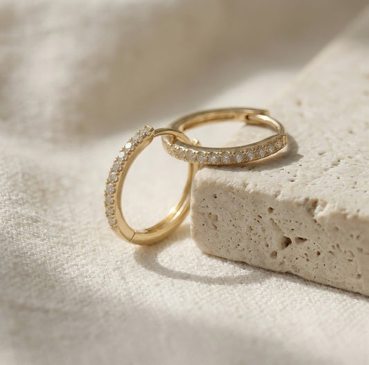 Creolen mit Labordiamanten, 0,25 ct, 14k Gold – Ansicht 2