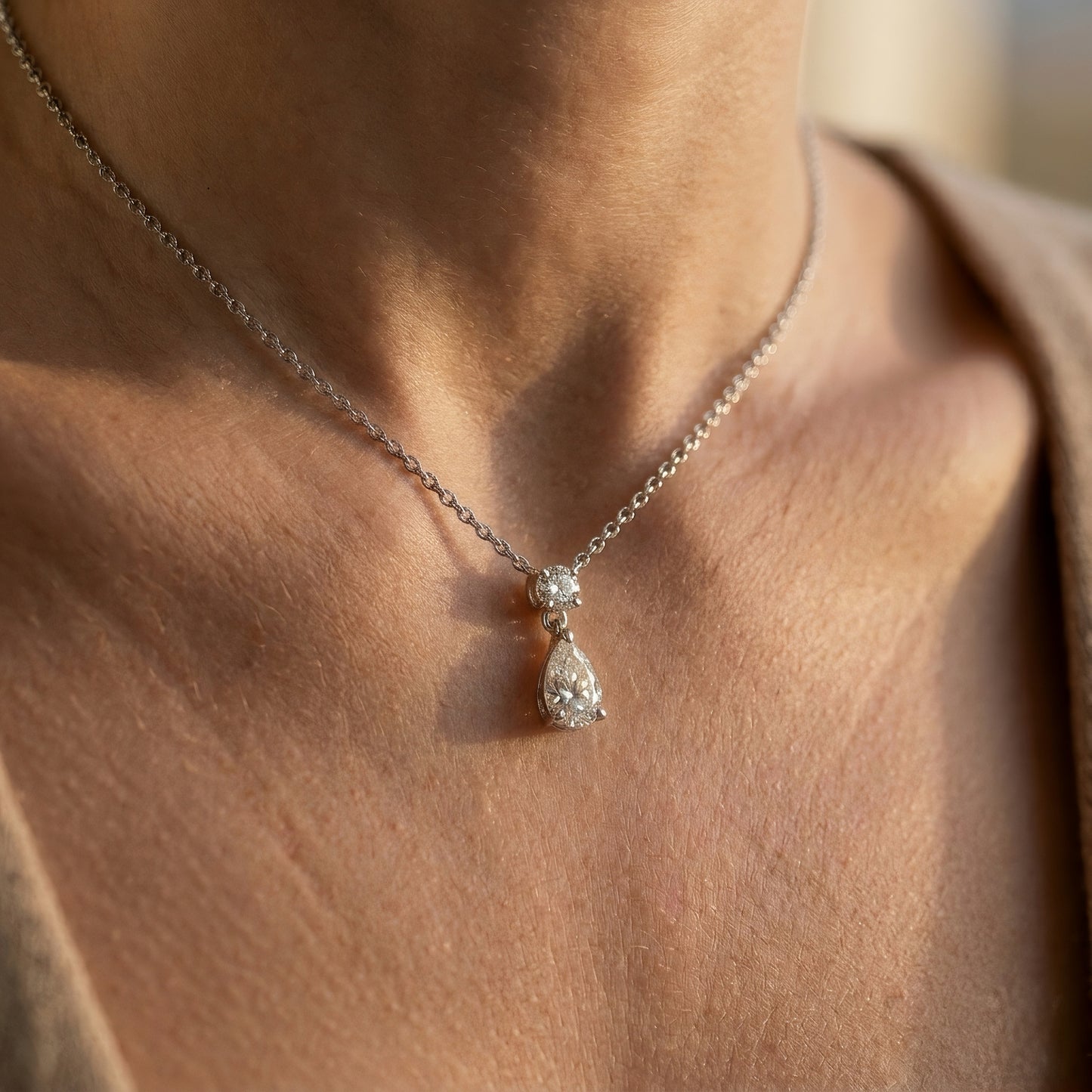 Teardrop Diamond Necklace | Lab-grown Diamond | 14k Gold | Lunevya
