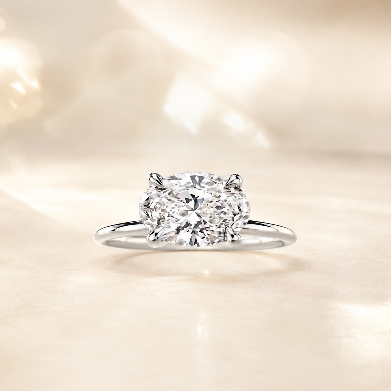 Lunevya Oval East-West Diamantring | 1.00 – 3.00 ct | 14k Gold
