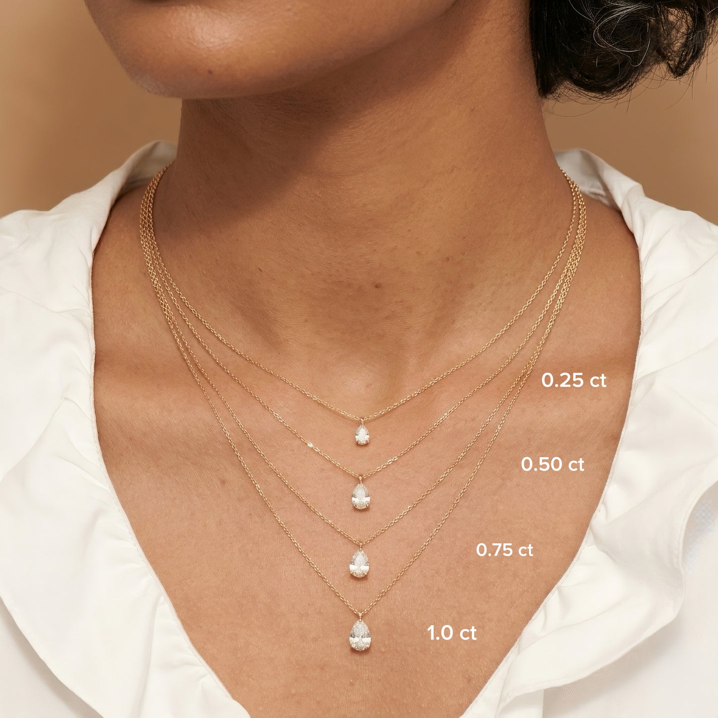 Gold Necklace | Solitaire Teardrop Cut | IGI Certified | 14k Gold | Lunevya