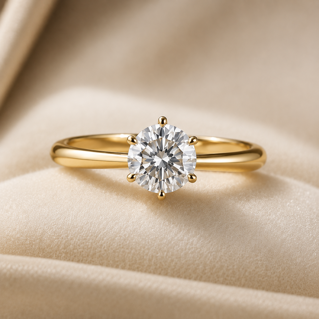 Runder Solitär Verlobungsring | 1.0 – 3.0 ct | Lab-grown Diamant | 14k Gold | Lunevya
