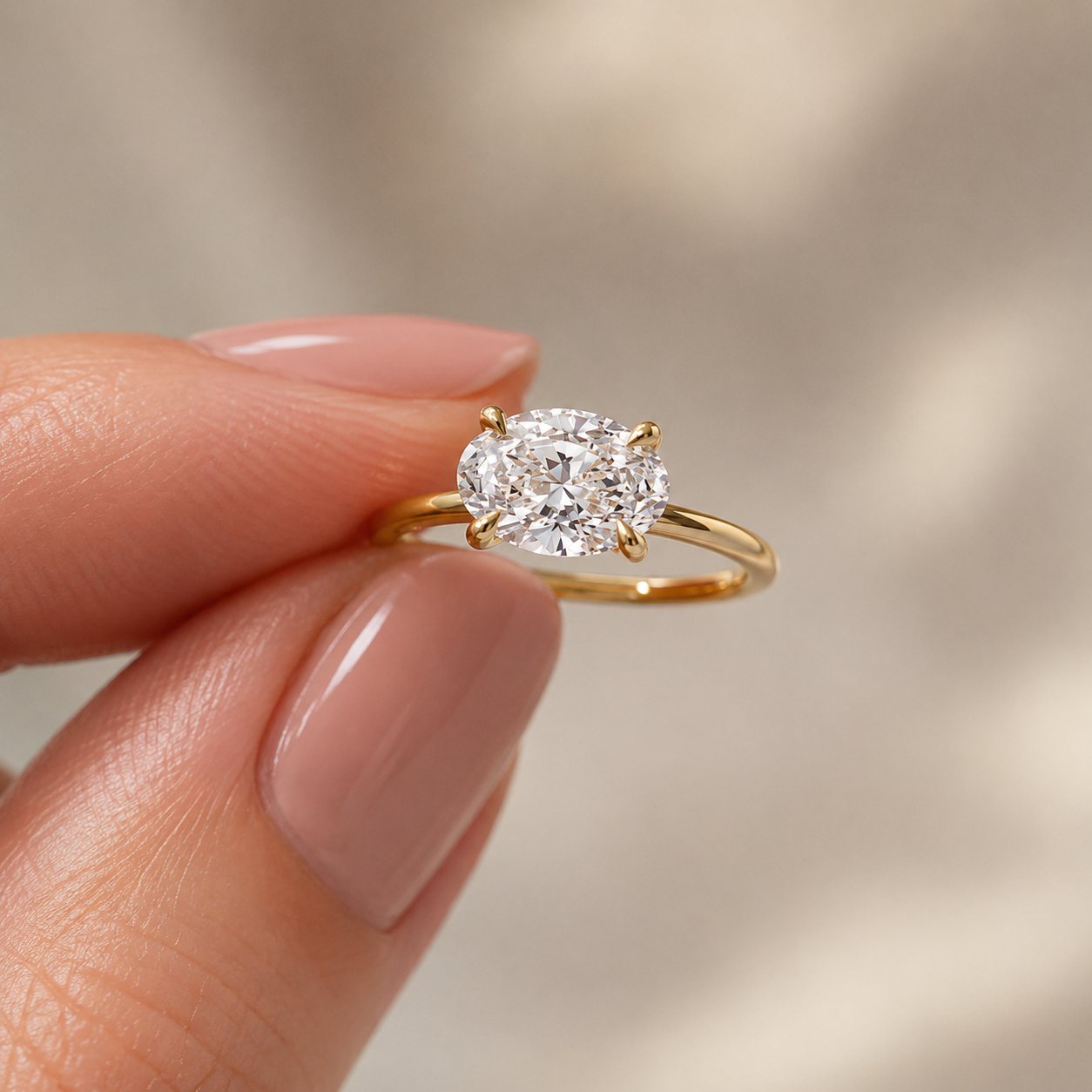 Lunevya Oval East-West Diamantring | 1.00 – 3.00 ct | 14k Gold