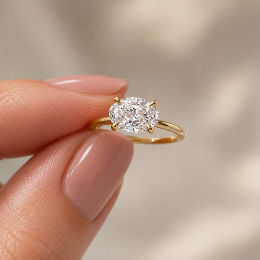 Lunevya Oval East-West Diamantring | 1.00 – 3.00 ct | 14k Gold