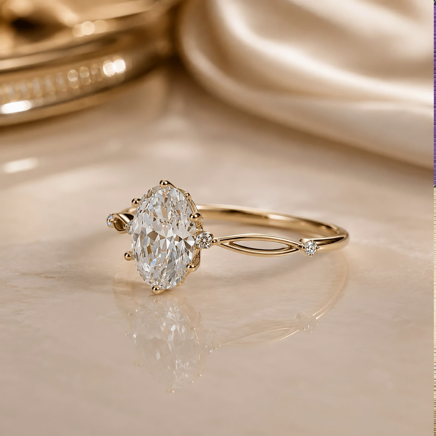 Elysia Ring  Ovaler Lab Grown Diamant, 14K Gold, IGI