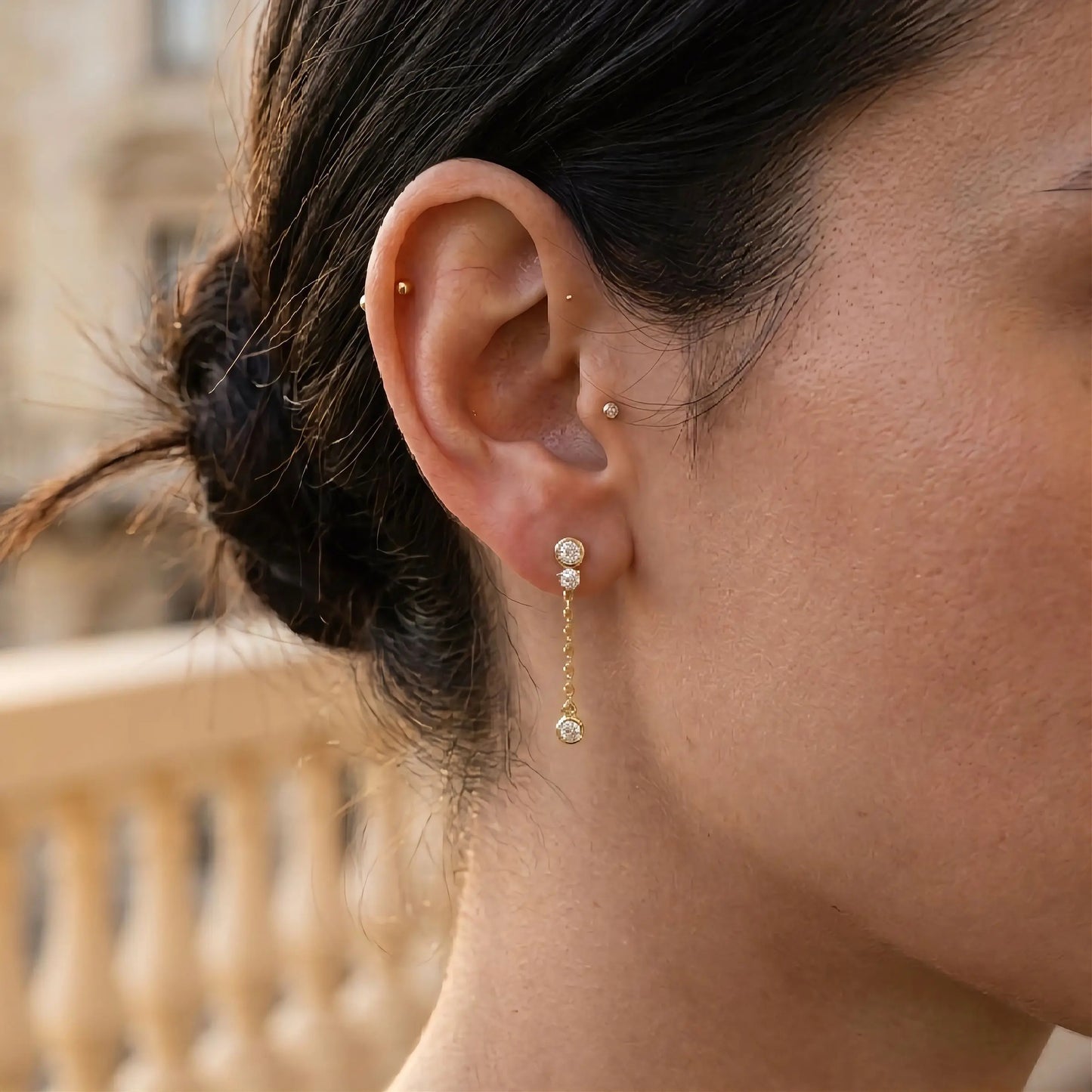 Diamant-Kettenohrstecker | Handgefertigte Eleganz | Lab-grown Diamant | 14k Gold | Lunevya