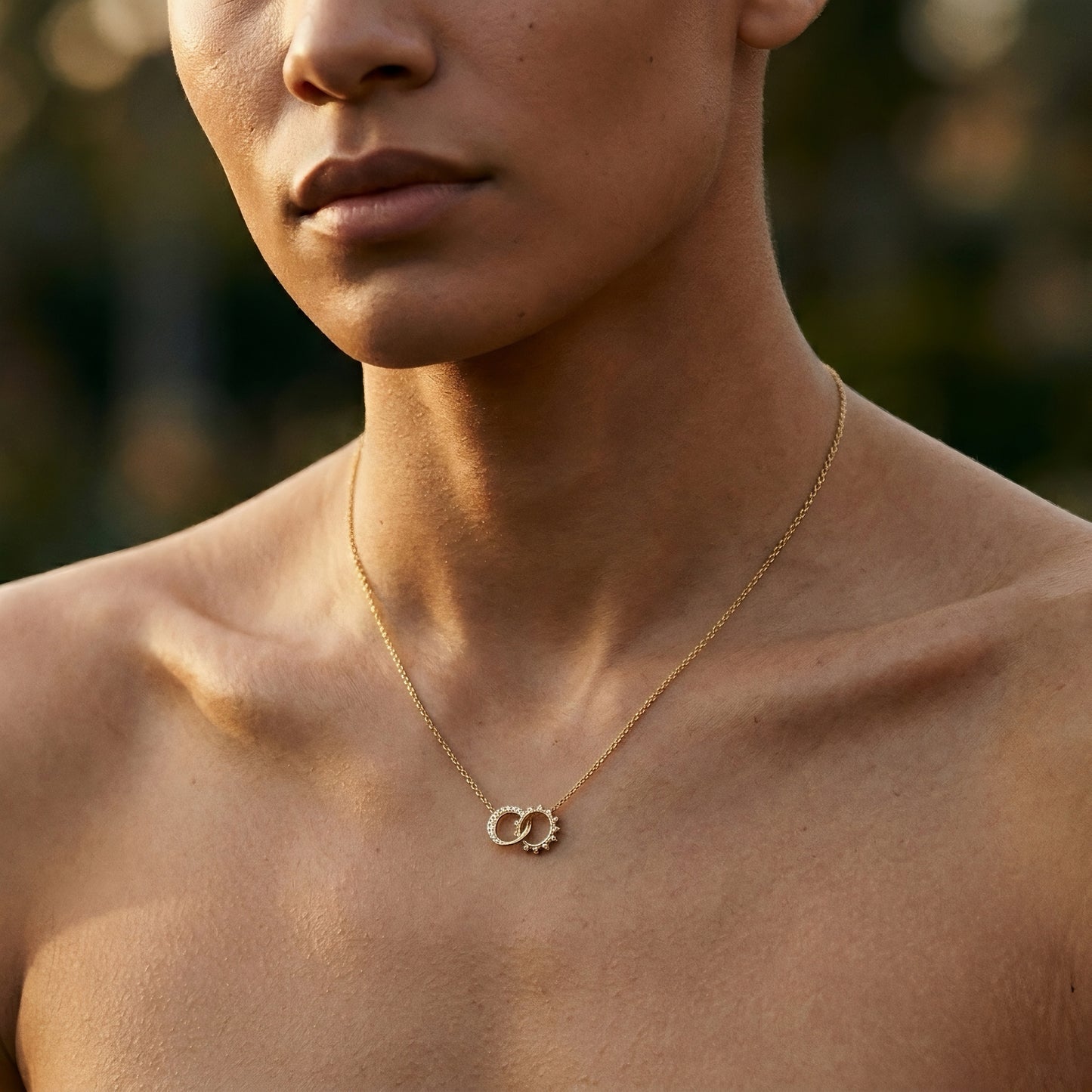 Goldhalskette | Sonne & Mond Motiv | IGI-zertifiziert | Lab-grown Diamant | 14k Gold | Lunevya