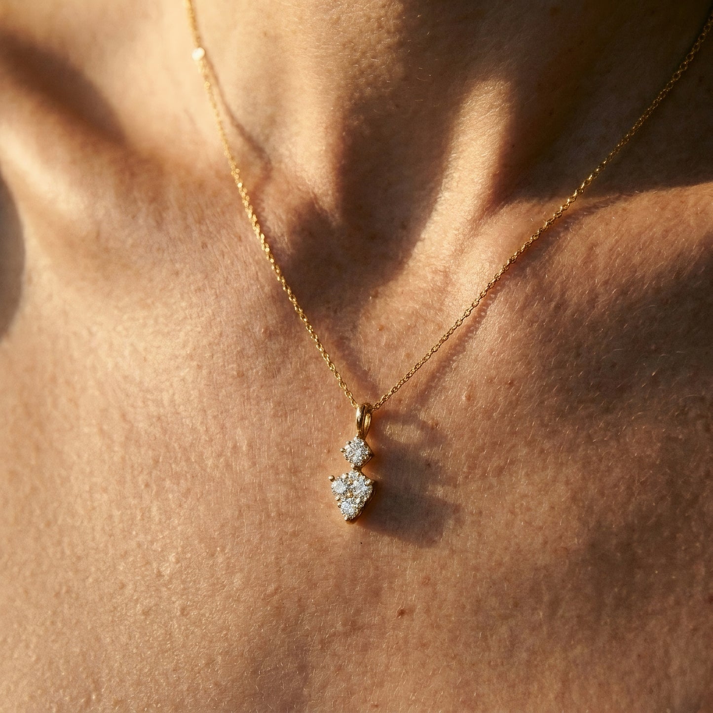 Gold Necklace with two Diamonds | Lab-grown Diamond | 14k Gold | Lunevya