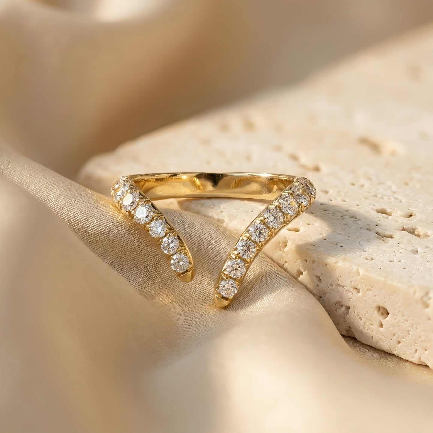 Minimalist Bypass Ring | 0.25 - 0.50 ct | Lab-grown Diamond | 14k Gold | Lunevya