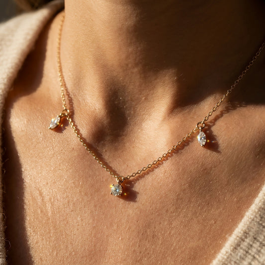 Dangle Halskette mit Labordiamanten, 14k Gold – Ansicht 2