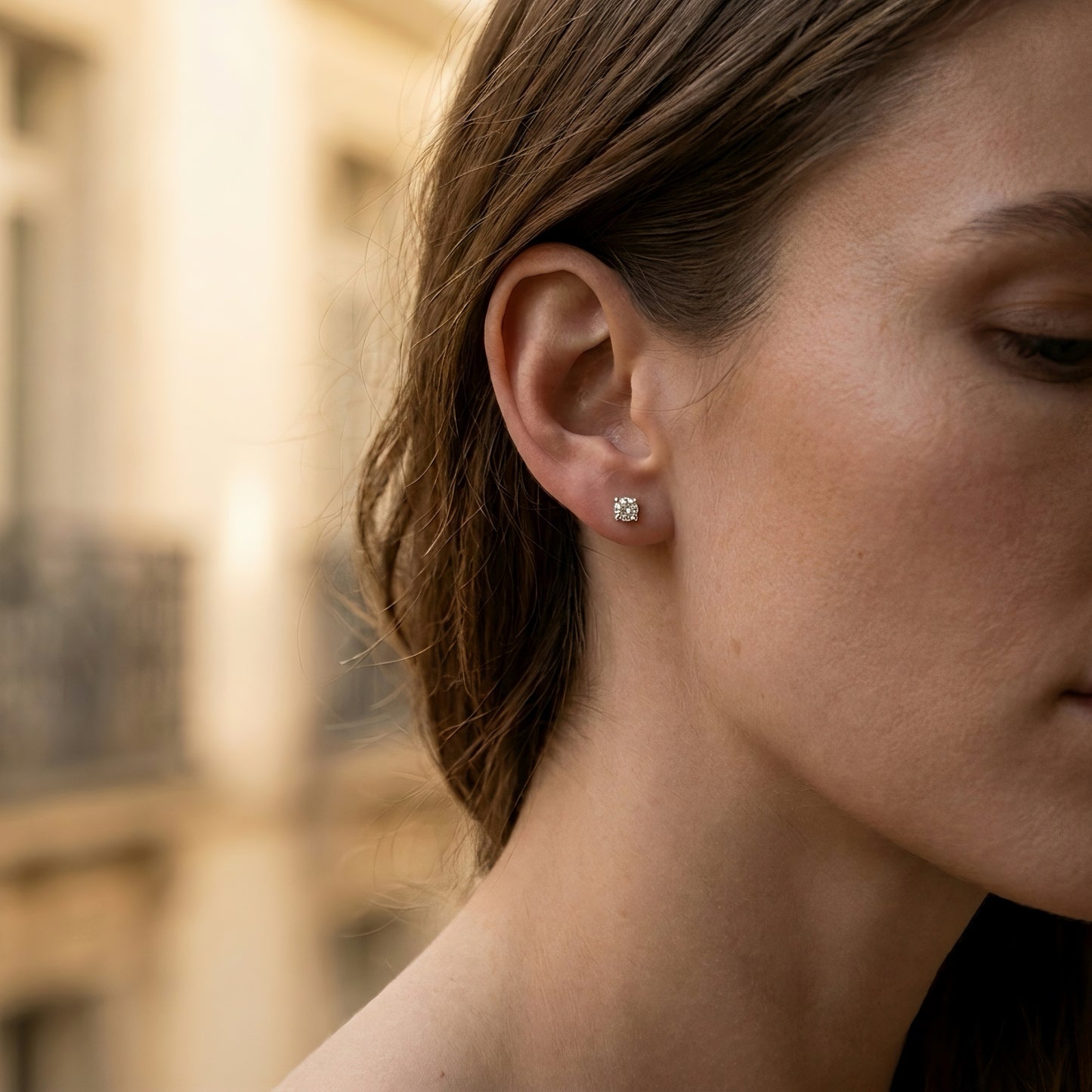 Diamond Stud Earrings | 0.50 ct | Bezel Setting | Lab-grown Diamond | 14k Gold | Lunevya