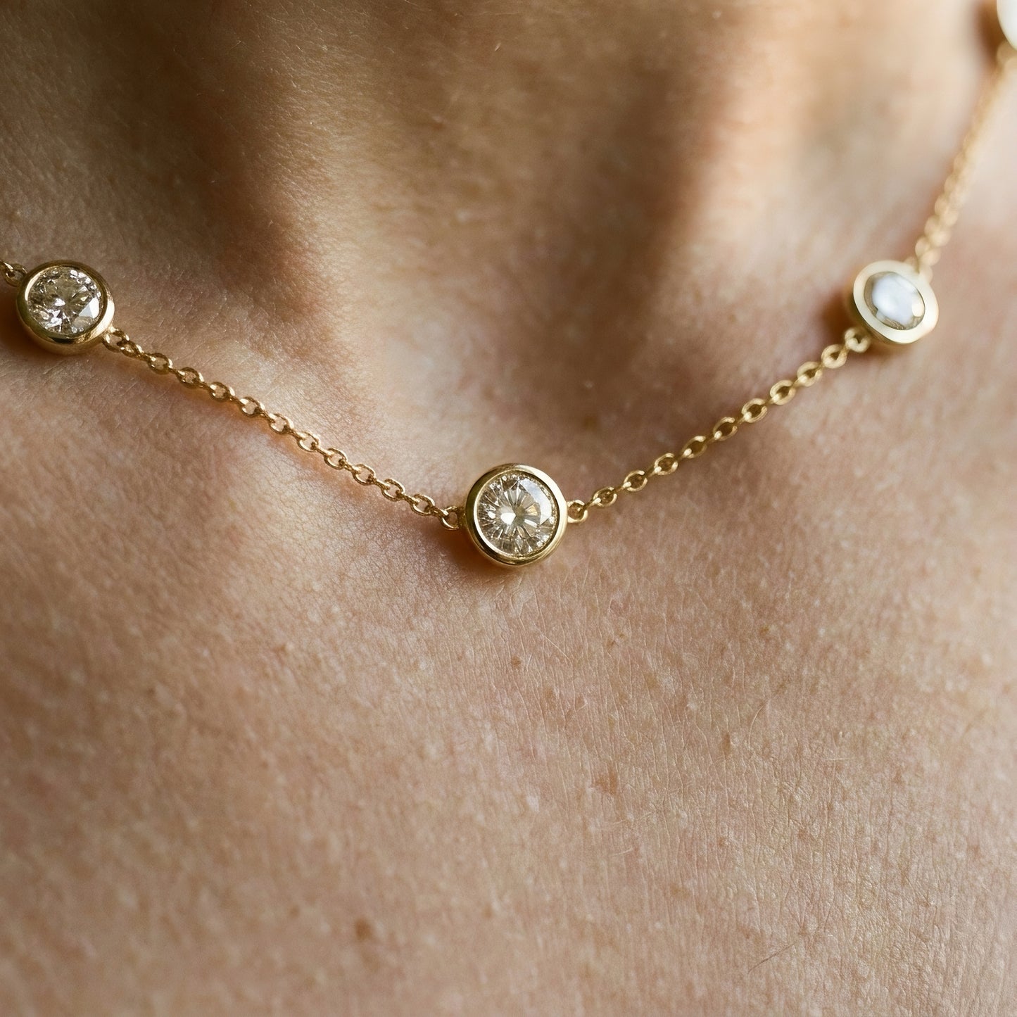 Station Necklace | Diamonds | IGI Certified | Lab-Grown Diamond | 14k Gold | Lunevya
