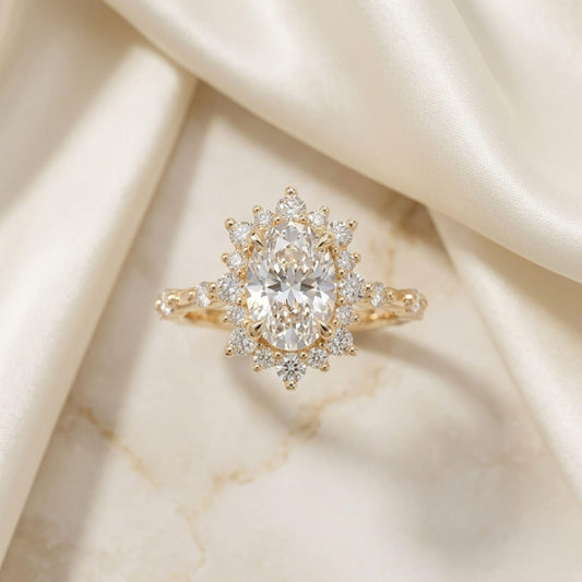 Oval-Cluster Verlobungsring | 2.0 - 5.0 ct | Lab-grown Diamant | 14k Gold | Lunevya