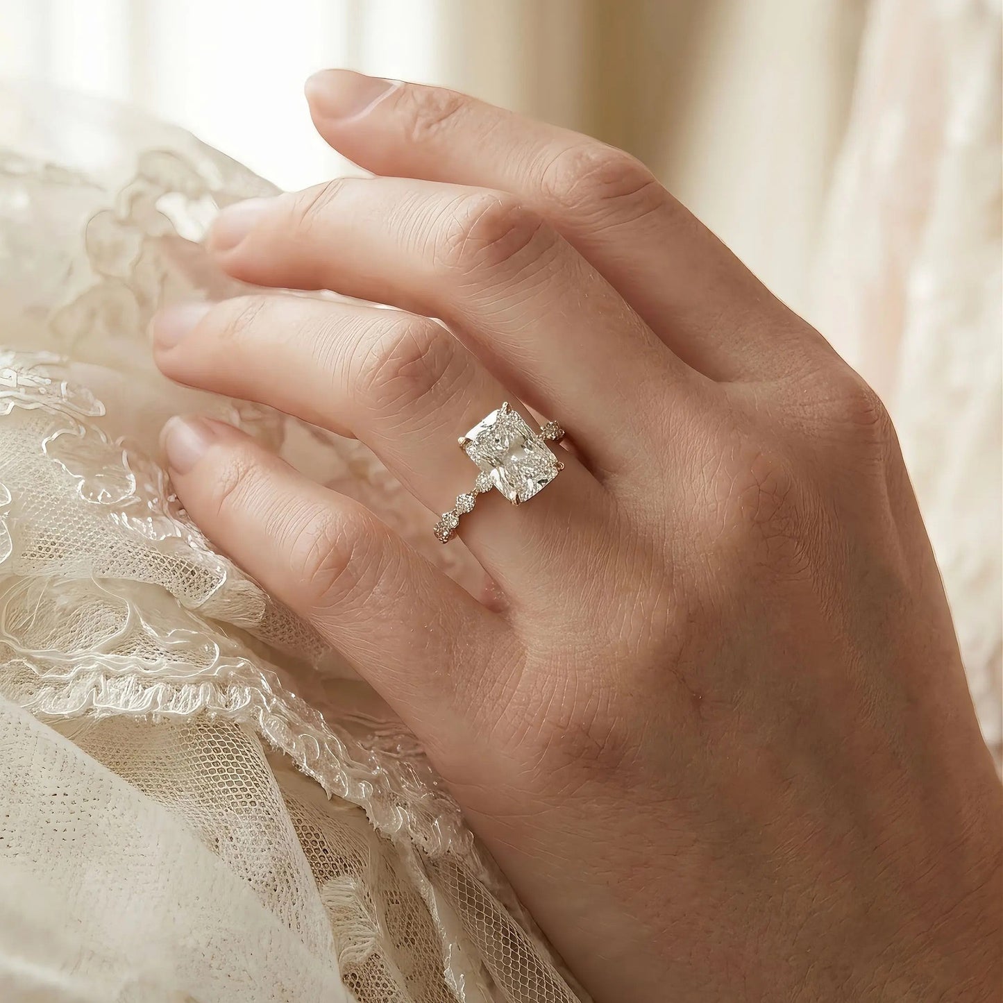 Radiant-Schliff Verlobungsring | 3.0 Karat | Lab-grown Diamant | 14k Gold | Lunevya