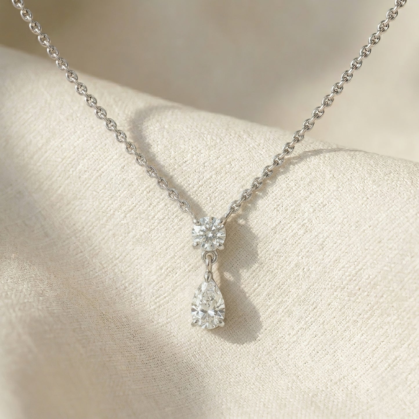 Teardrop Diamond Necklace | Lab-grown Diamond | 14k Gold | Lunevya