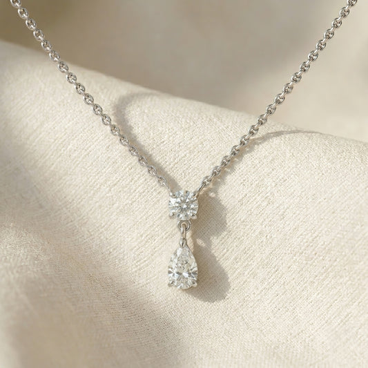 Teardrop Diamond Necklace | Lab-grown Diamond | 14k Gold | Lunevya