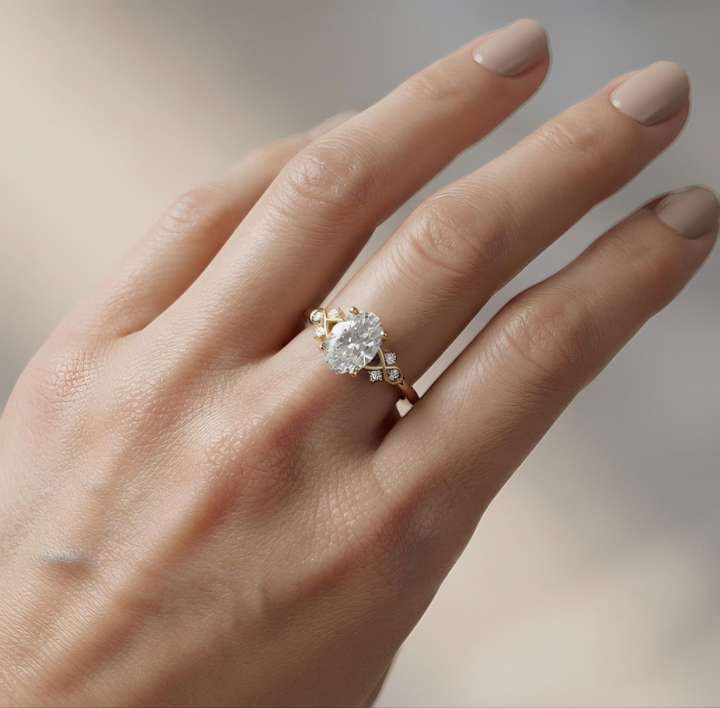 Vinora Diamantring 14K Gold  Oval Lab Grown Diamant IGI