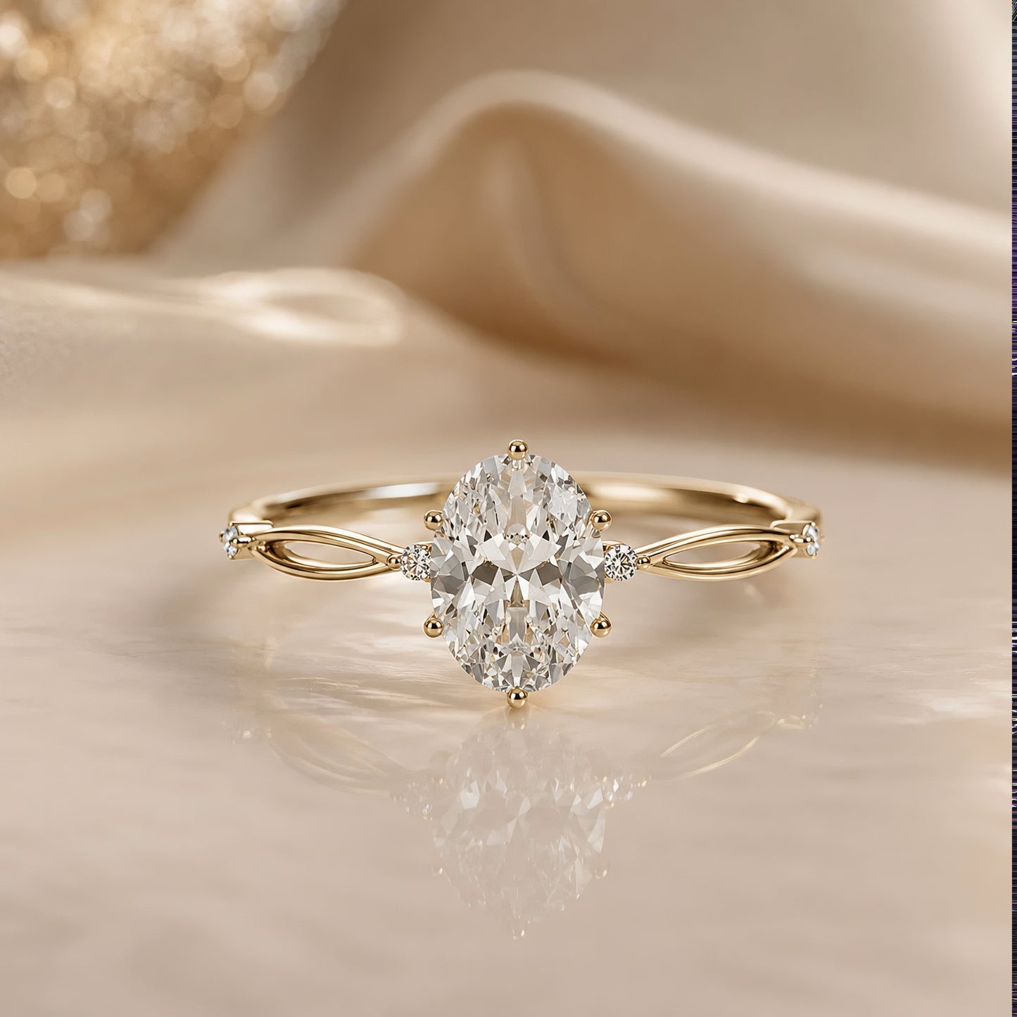 Elysia Ring  Ovaler Lab Grown Diamant, 14K Gold, IGI