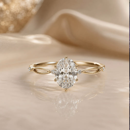 Elysia Ring  Ovaler Lab Grown Diamant, 14K Gold, IGI