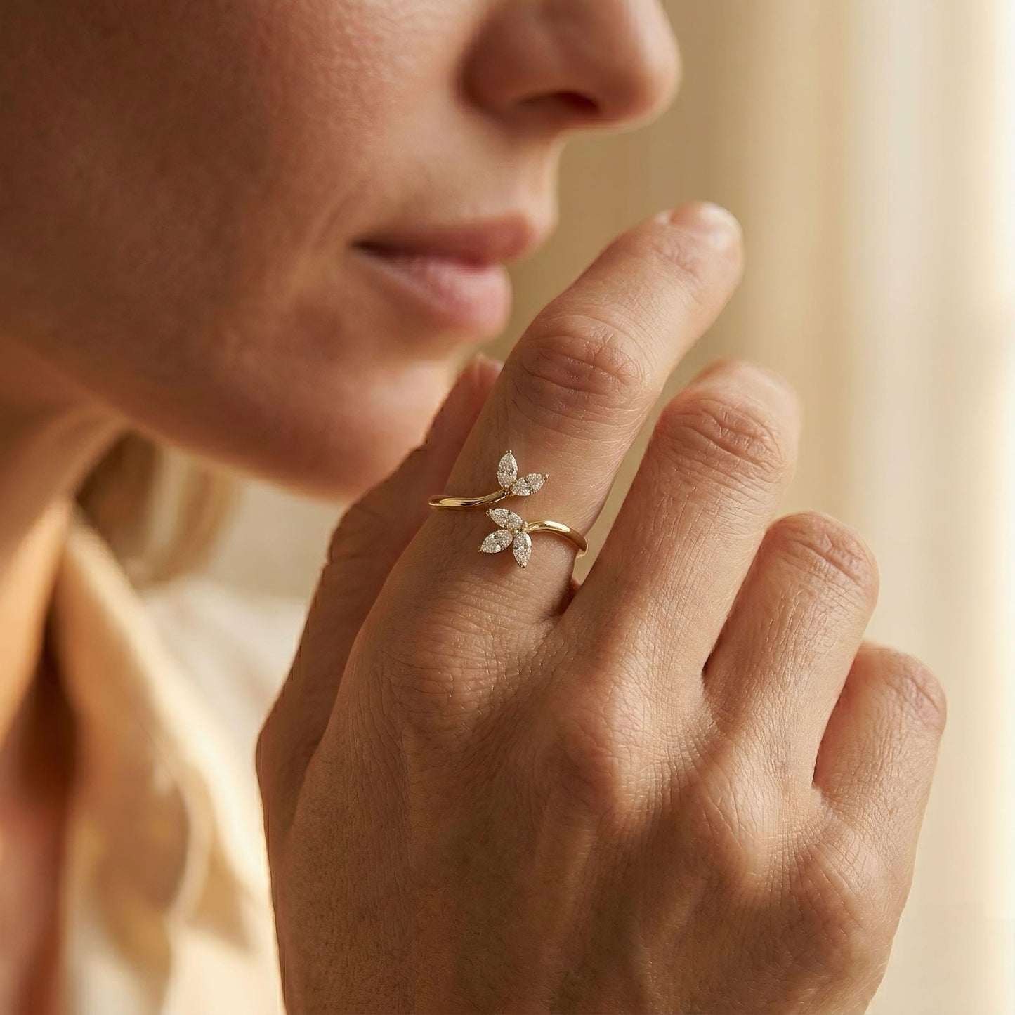 Marquise-Diamantring | Blatt-Design | 0.60 ct | Lab-grown Diamant | 14k Gold | Lunevya