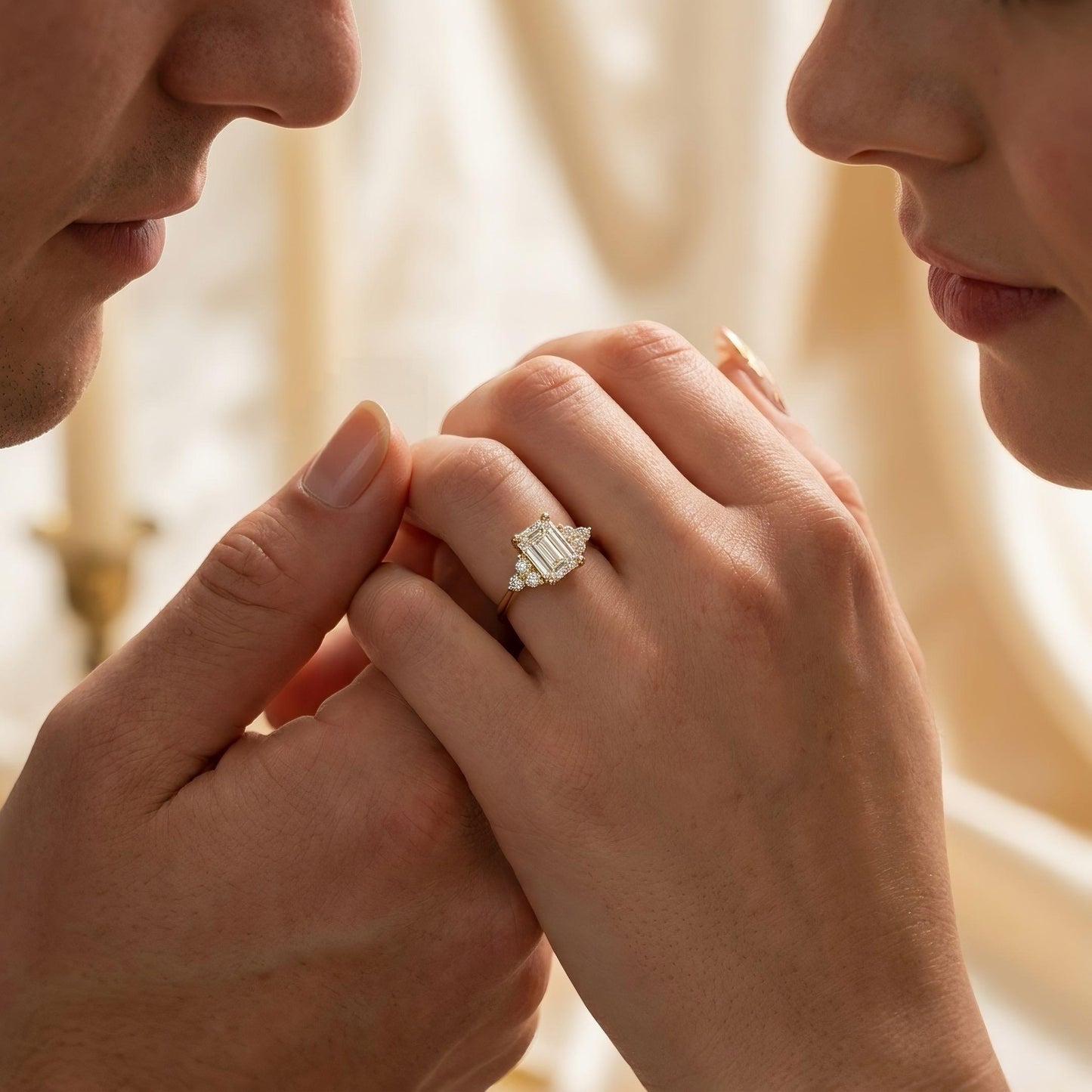 Emerald-Cut Engagement Ring 1.0 Carat | Art Deco Design | 14k Gold | Lunevya