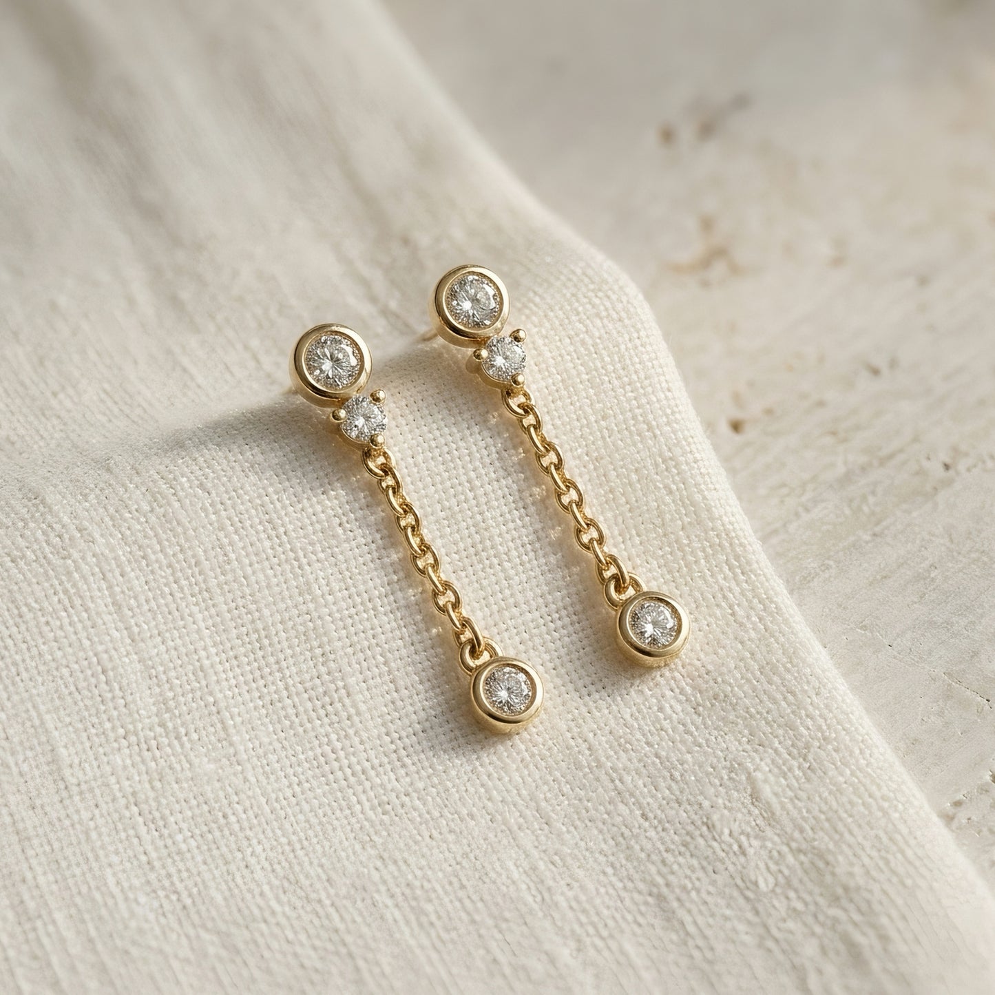 Diamant-Kettenohrstecker | Handgefertigte Eleganz | Lab-grown Diamant | 14k Gold | Lunevya