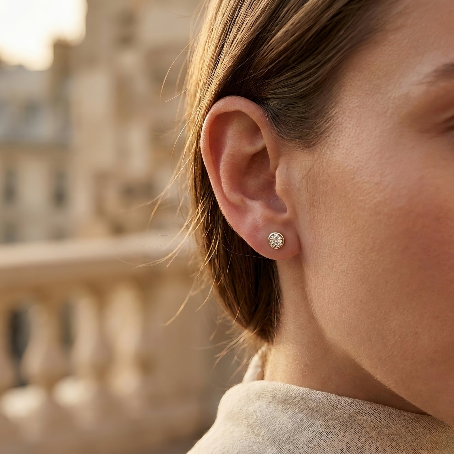 Diamond Stud Earrings | Bezel Setting | Lab-grown Diamond | 14k Gold | Lunevya