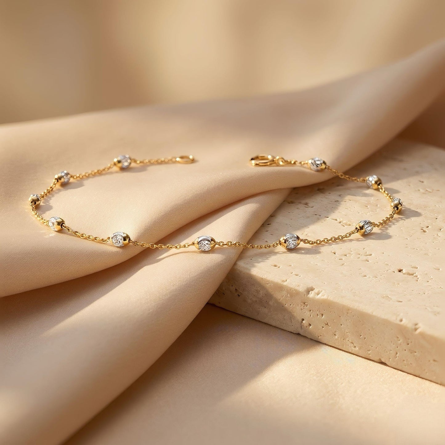 Stationsarmband | Diamanten | IGI-zertifiziert | Lab-grown Diamant | 14k Gold | Lunevya