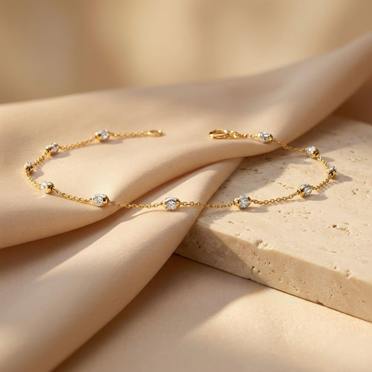 Stationsarmband | Diamanten | IGI-zertifiziert | Lab-grown Diamant | 14k Gold | Lunevya