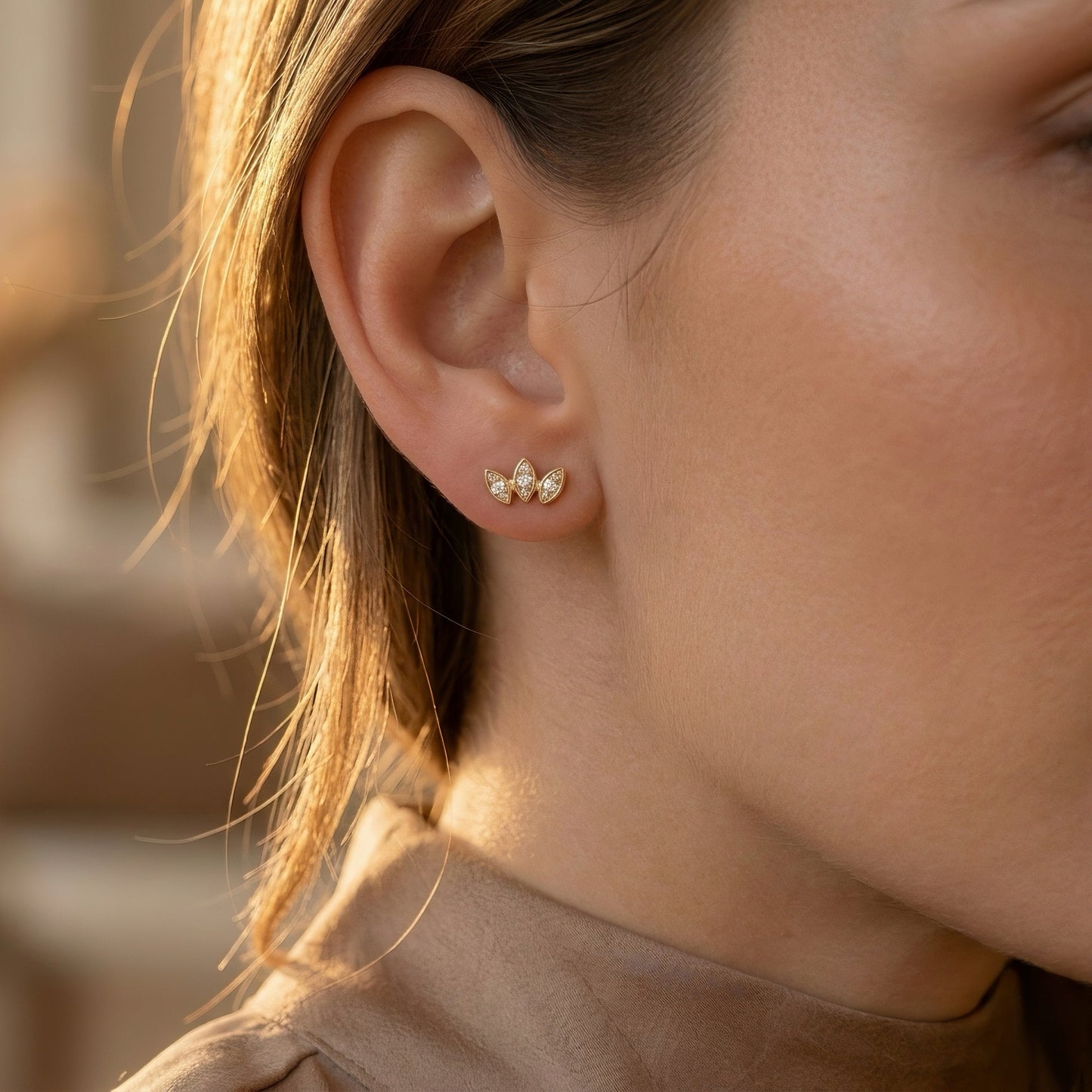 Diamant-Labret | Florales Design | Lab-grown Diamant | 14k Gold | Lunevya