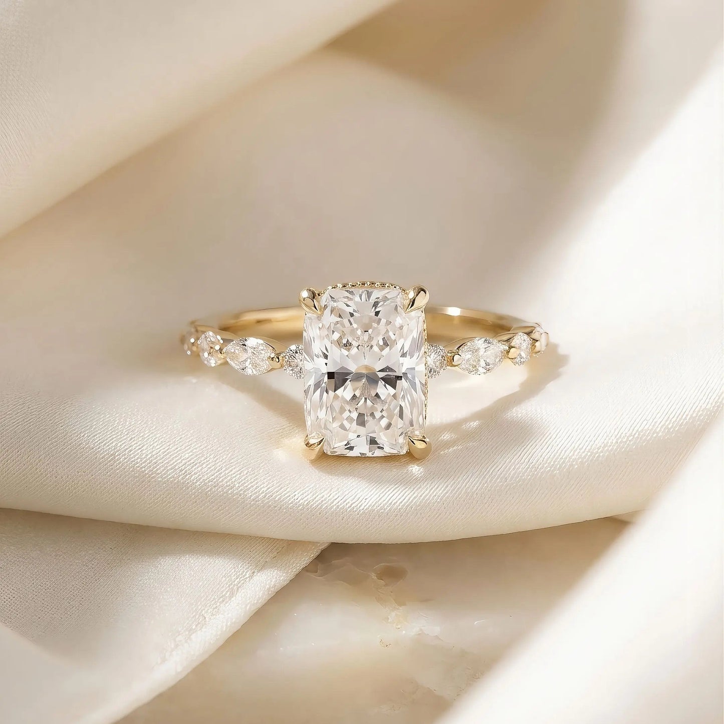 Radiant-Schliff Verlobungsring | 3.0 Karat | Lab-grown Diamant | 14k Gold | Lunevya