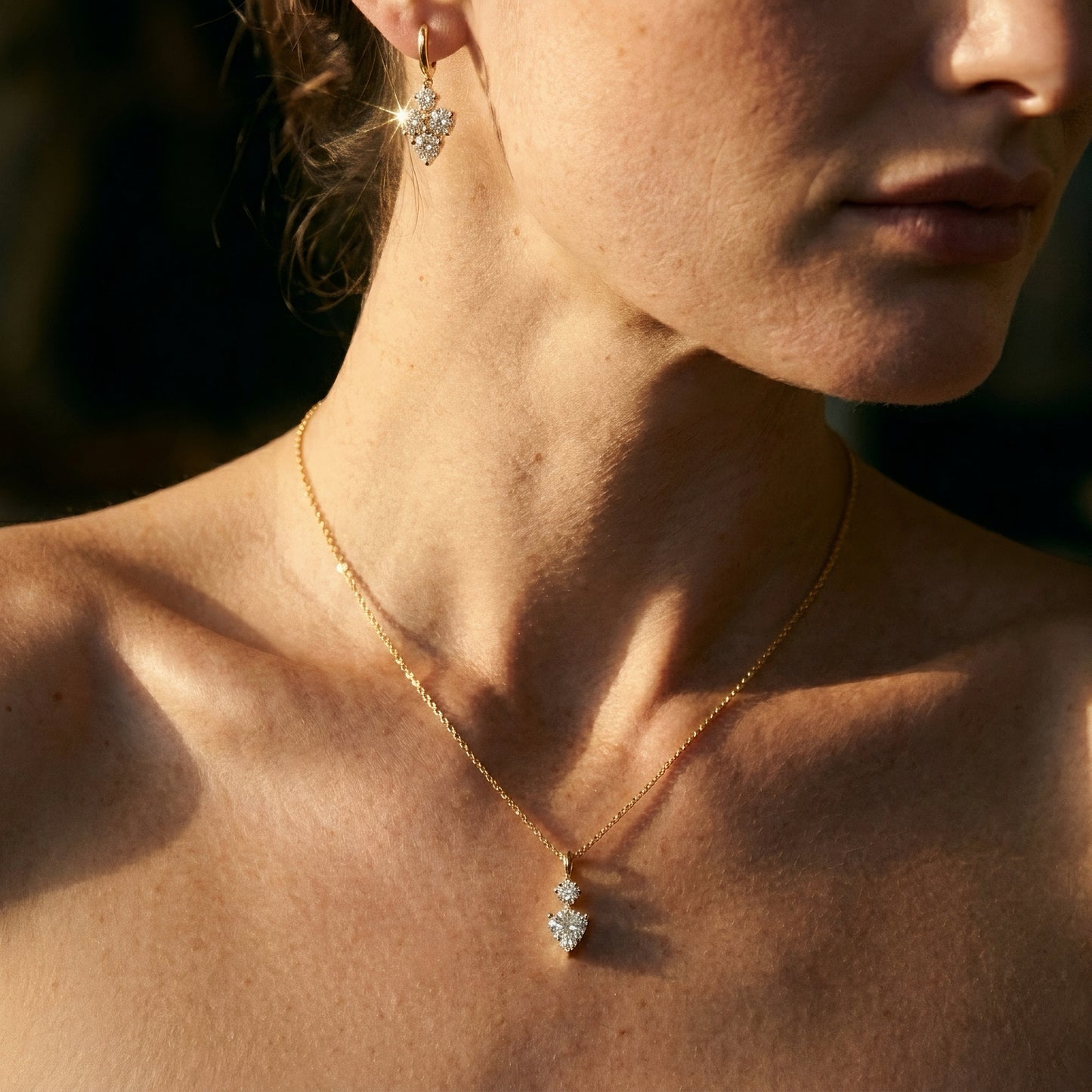 Gold Necklace with two Diamonds | Lab-grown Diamond | 14k Gold | Lunevya