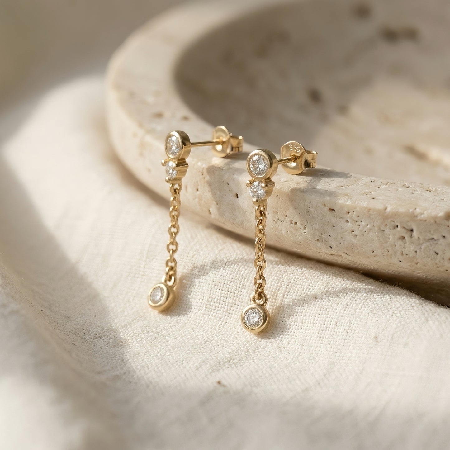 Diamant-Kettenohrstecker | Handgefertigte Eleganz | Lab-grown Diamant | 14k Gold | Lunevya
