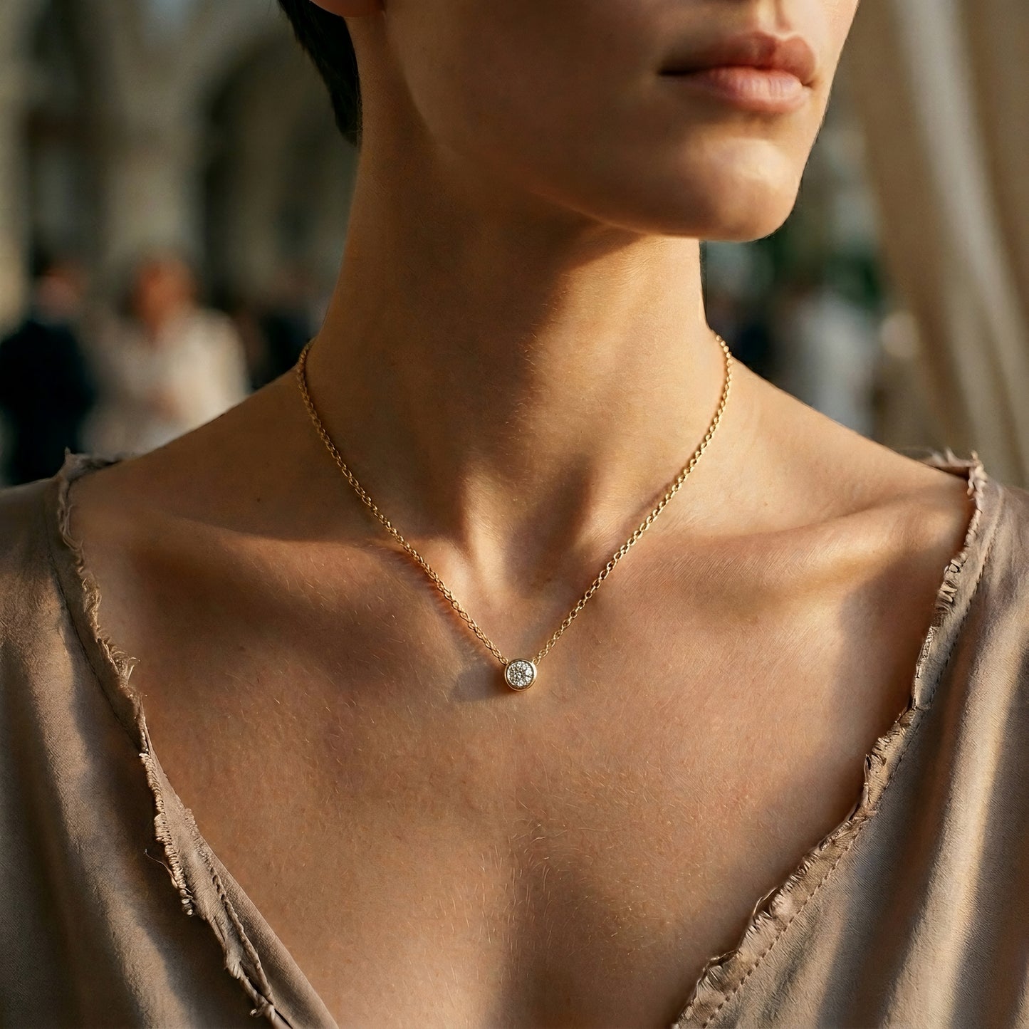 Gold Necklace | Bezel Diamond | IGI Certified | Lab-grown Diamond | 14k Gold | Lunevya