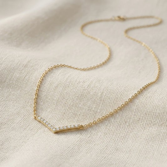 Gold Necklace | V-Shape | IGI Certified | Lab-Grown Diamond | 14k Gold | Lunevya