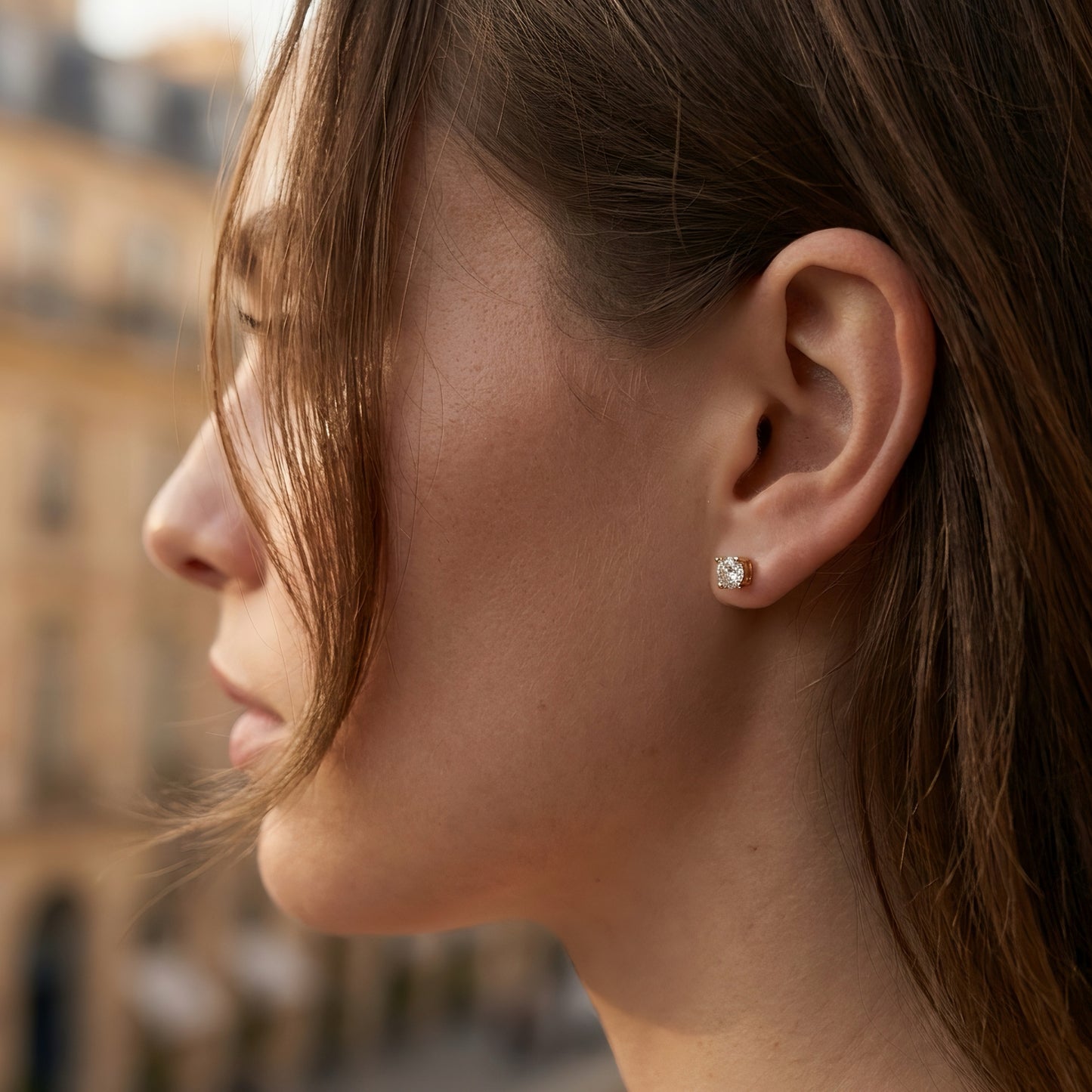 Diamond Stud Earrings | 0.50 ct | Bezel Setting | Lab-grown Diamond | 14k Gold | Lunevya
