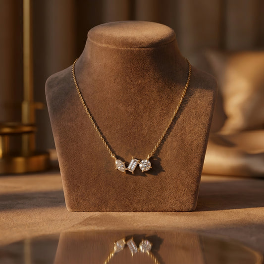 Gold Necklace | Three Diamond Cuts | 1.0 ct | IGI Certified | 14k Gold | Lunevya
