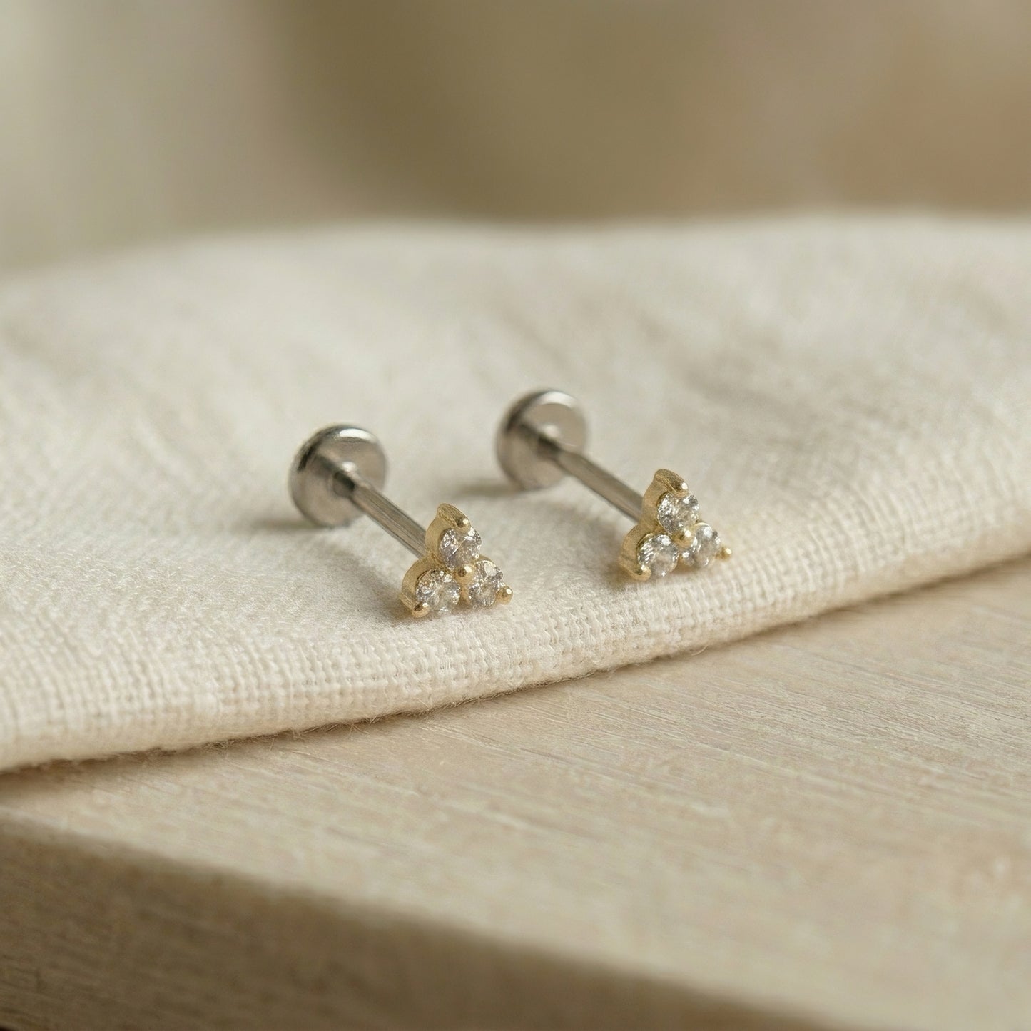 Diamant Cluster Ohrstecker | Trillion Design | Lab-grown Diamant | 14k Gold | Lunevya