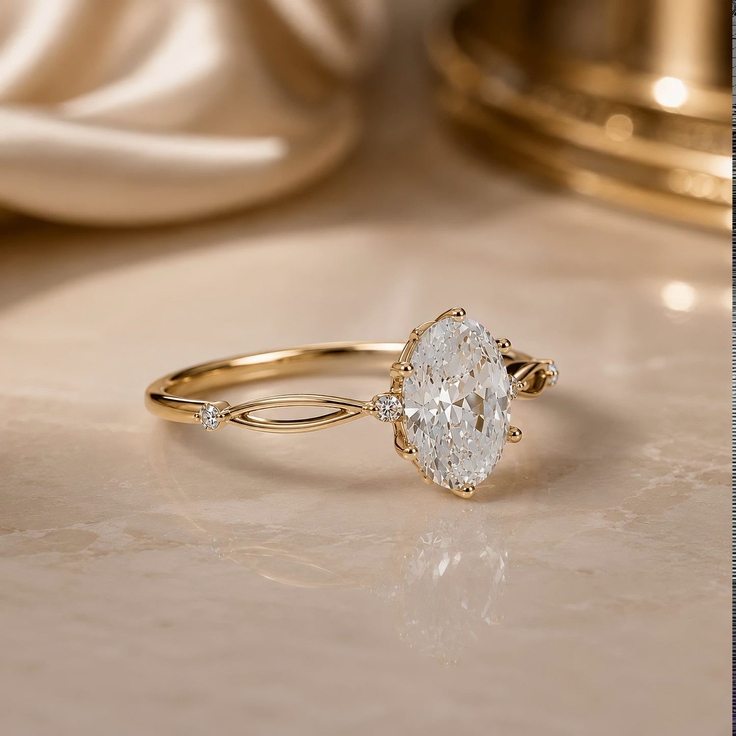 Elysia Ring  Ovaler Lab Grown Diamant, 14K Gold, IGI
