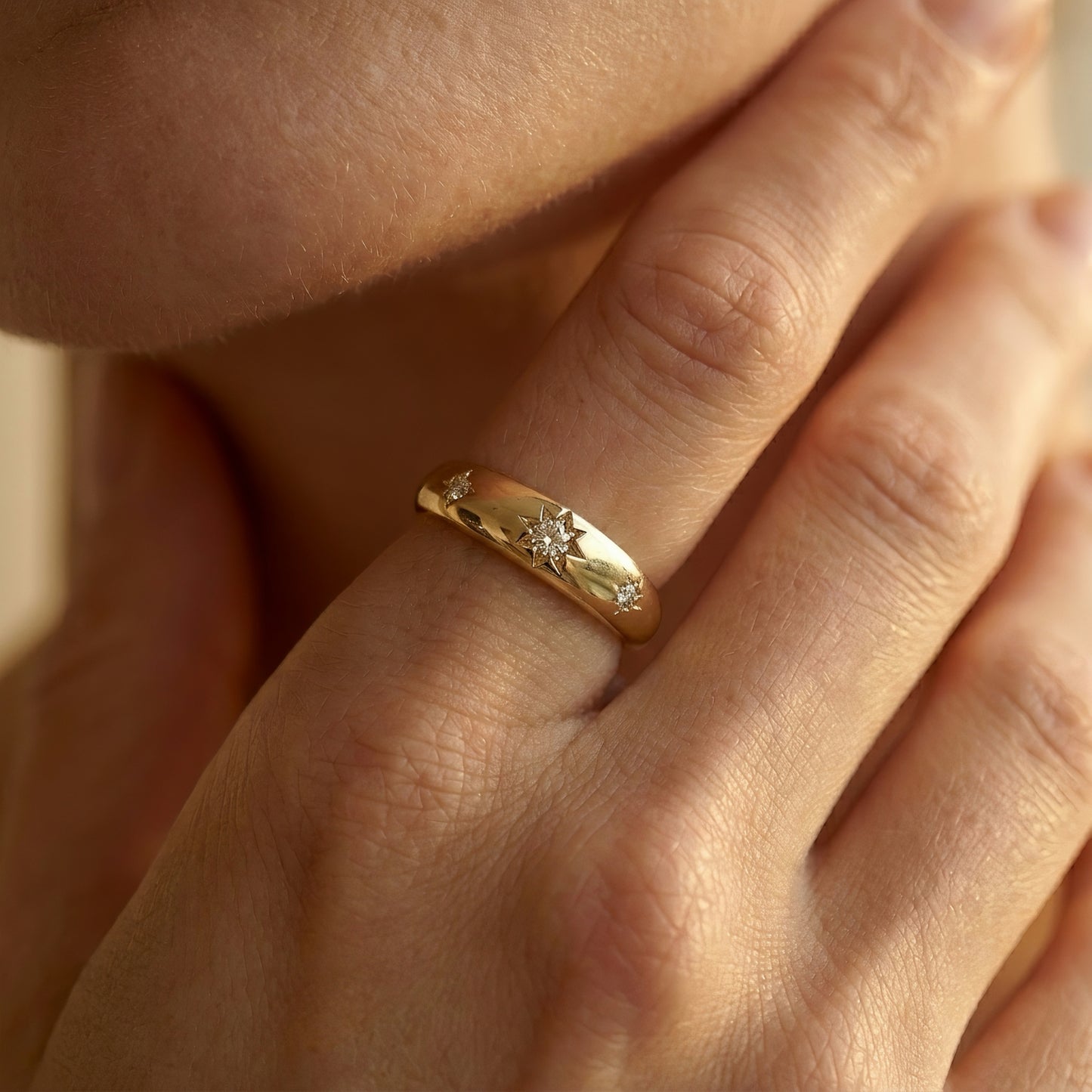 Sternen-Bandring | 0.30 ct | Vintage Design | Lab-grown Diamant | 14k Gold | Lunevya