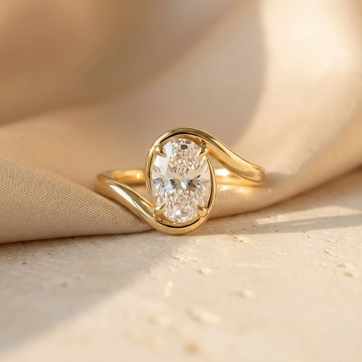 Lunevya Oval Swirl Diamantring | 1.00 – 2.00 ct | 14k Gold