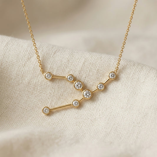 Gold Necklace | Zodiac Taurus Constellation | IGI Certified | 14k Gold | Lunevya