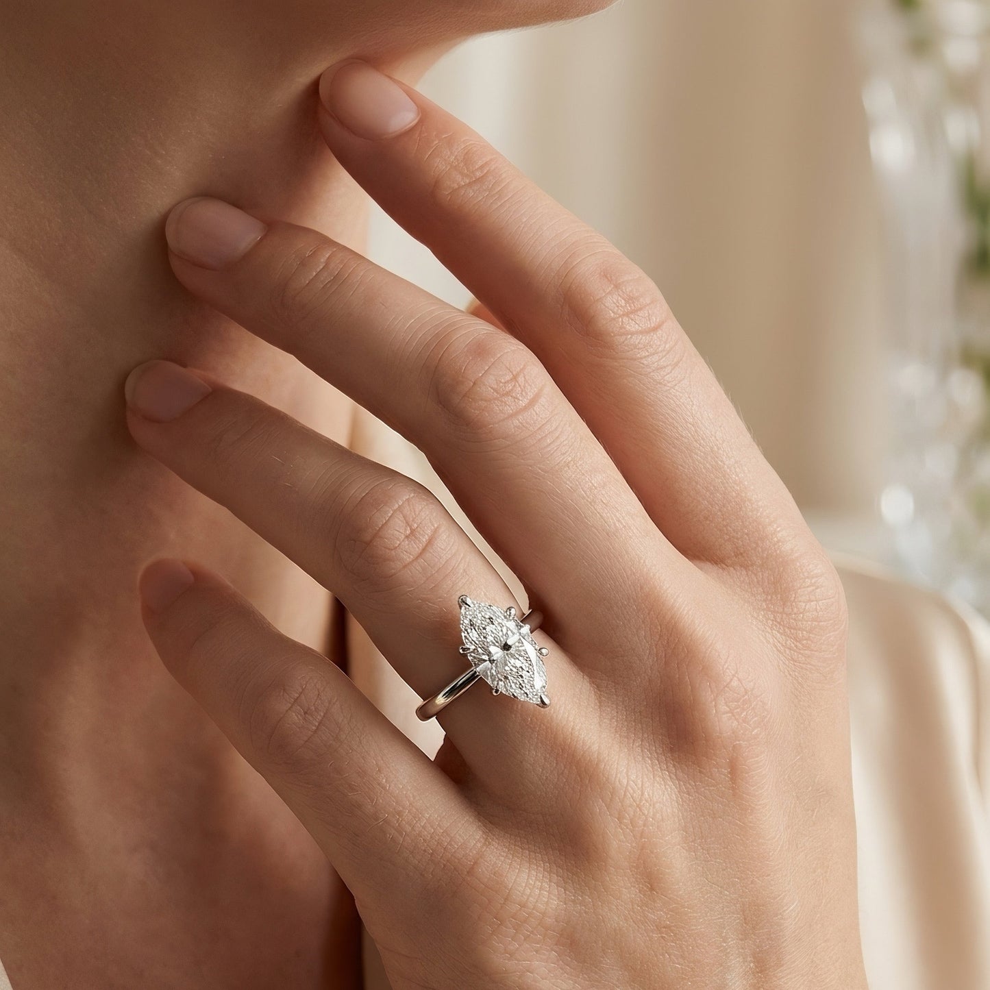 Marquise Solitaire Engagement Ring | 2.0 - 4.0 ct | Custom Design | 14k Gold | Lunevya