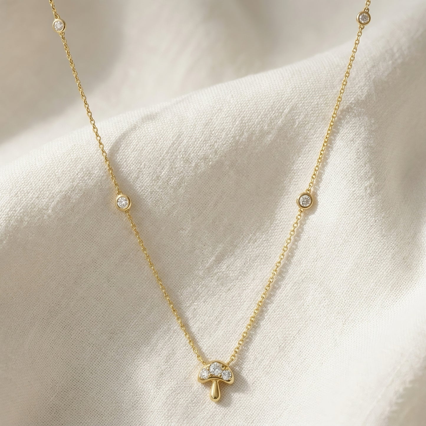 Gold Necklace | Mushroom Motif | IGI Certified | Lab-Grown Diamond | 14k Gold | Lunevya