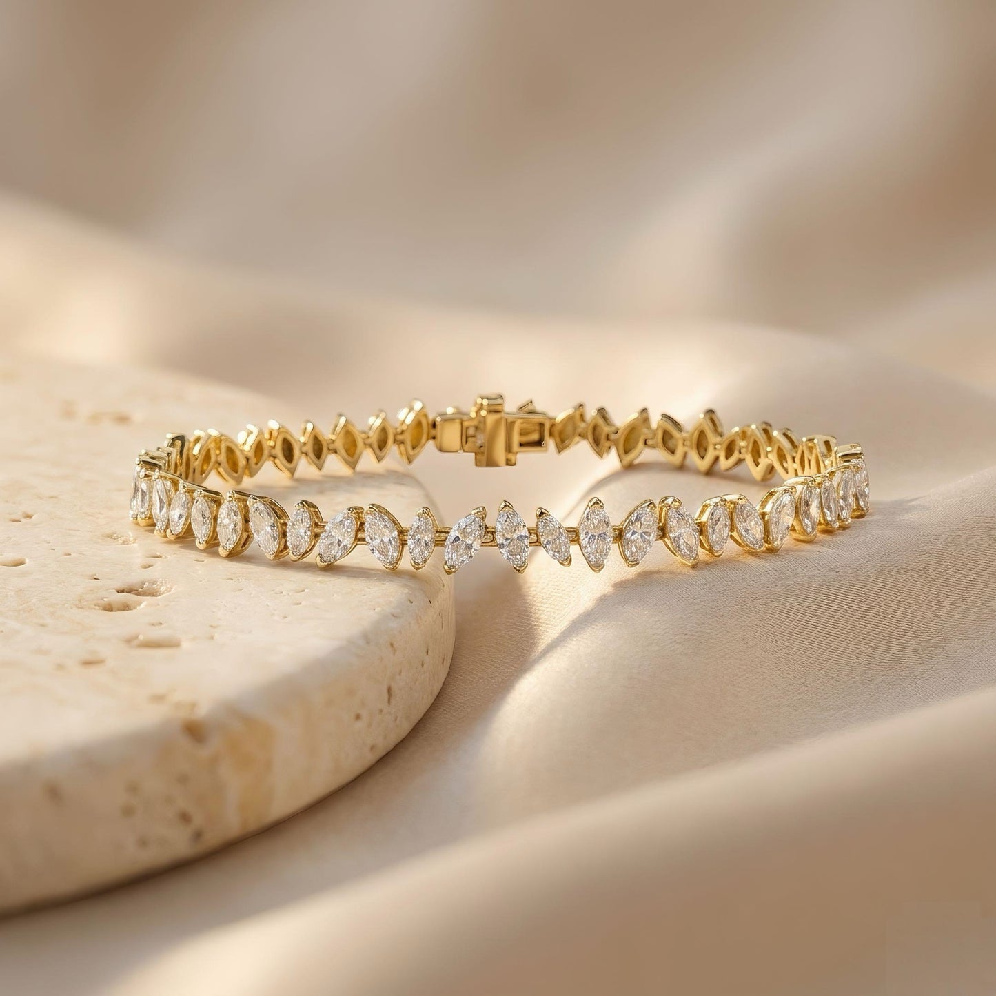 Marquise Tennis Bracelet | IGI Certified | Lab-Grown Diamond | 14k Gold | Lunevya