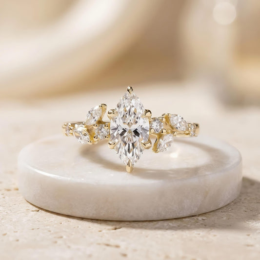 Marquise Verlobungsring | Cluster Diamant Ring 14K Gold | LUNEVYA